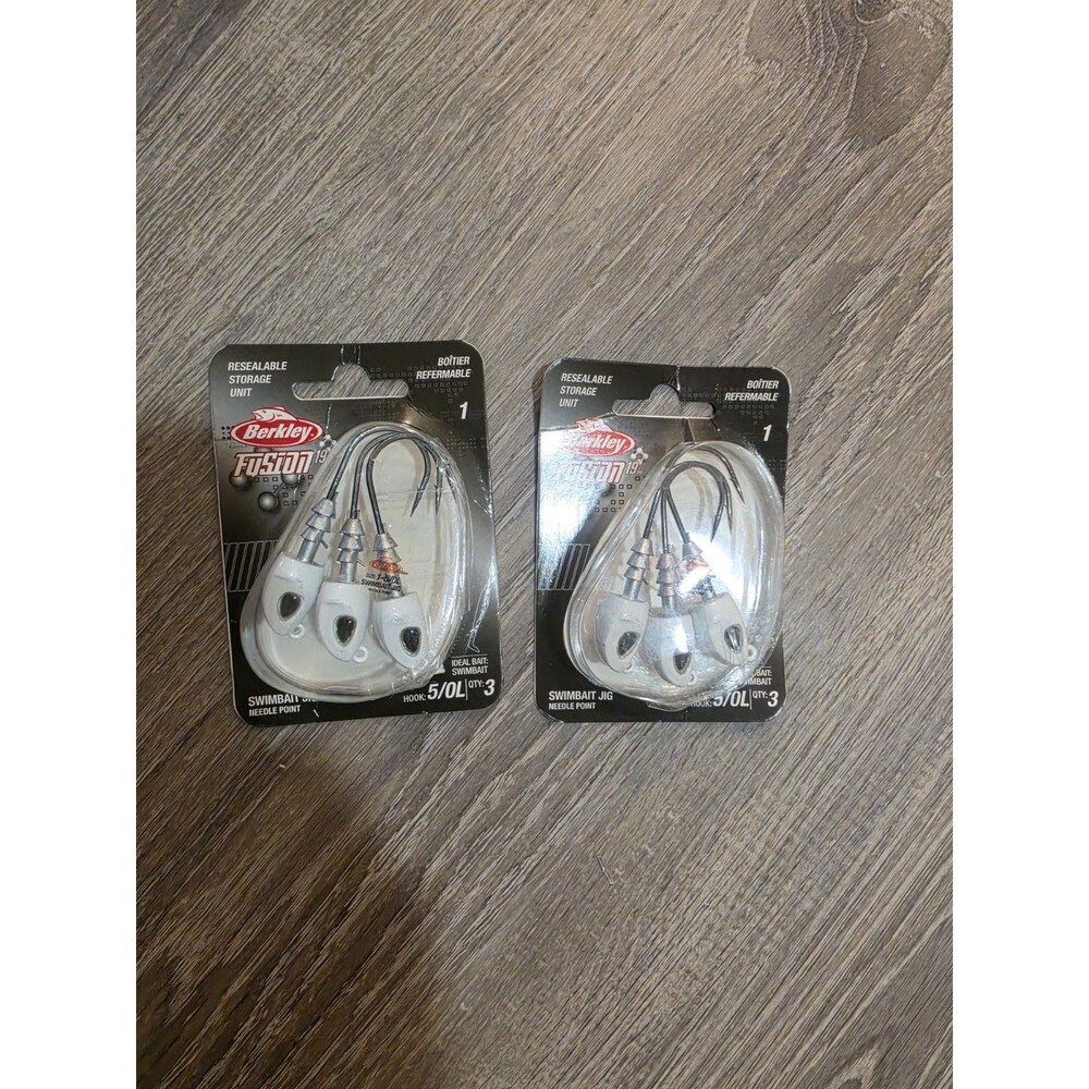 X2 Lot Of Berkley Fusion19 Swimbait Jigheads Needle Point Size/ White